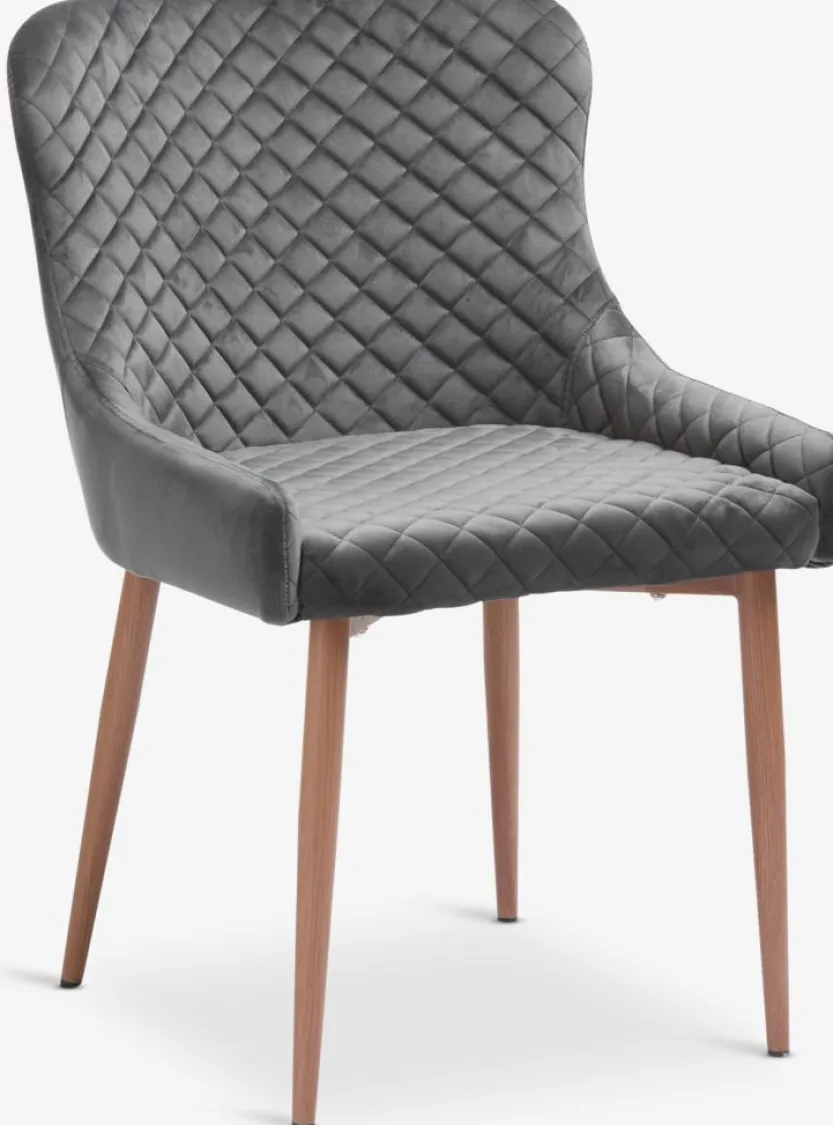 Eetkamerstoel PEBRINGE fluweel grijs/eik