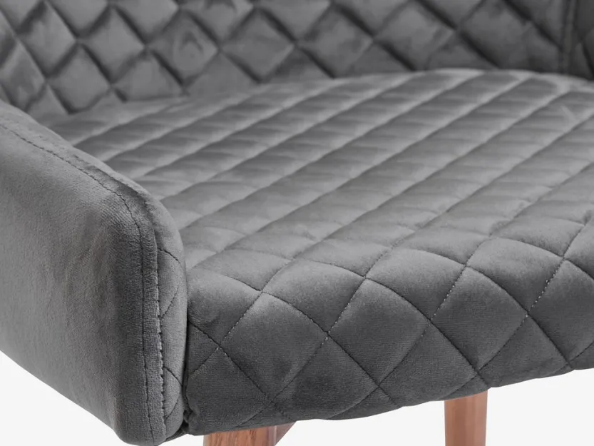 Eetkamerstoel PEBRINGE fluweel grijs/eik