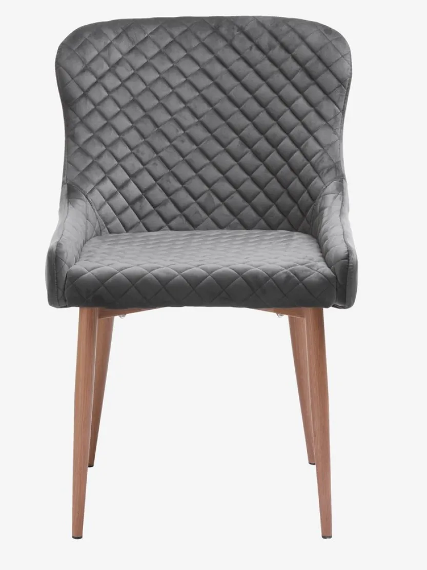 Eetkamerstoel PEBRINGE fluweel grijs/eik