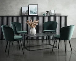 Eetkamerstoel RISSKOV fluweel donkergroen/zwart