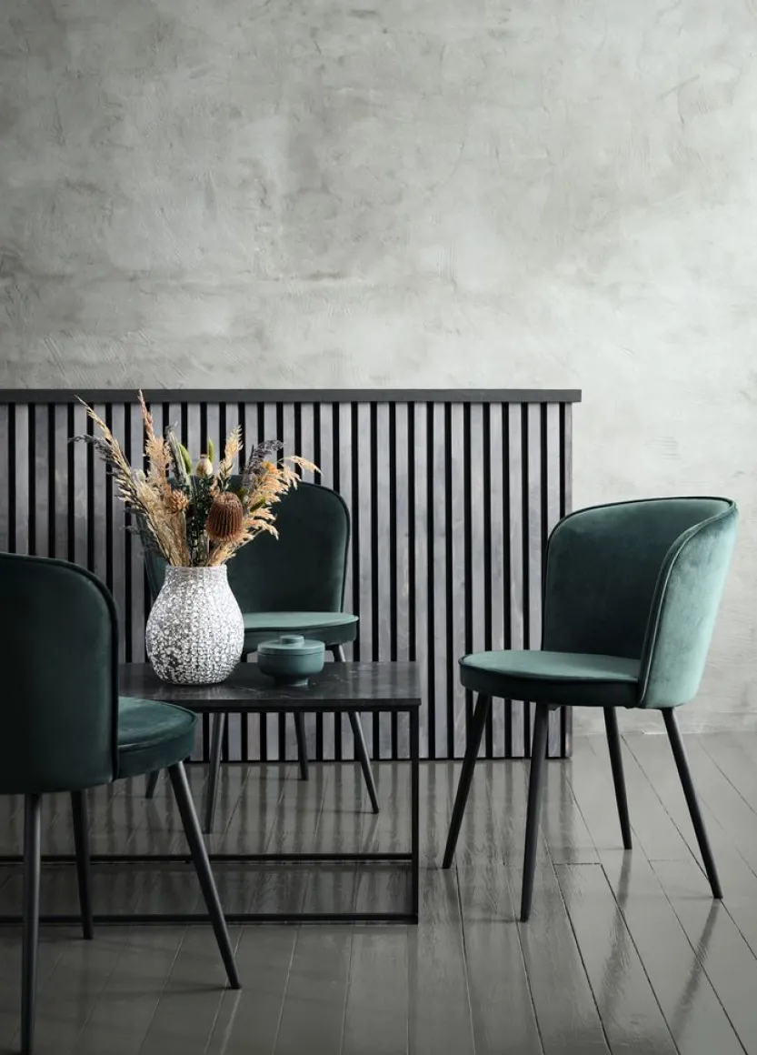 Eetkamerstoel RISSKOV fluweel donkergroen/zwart