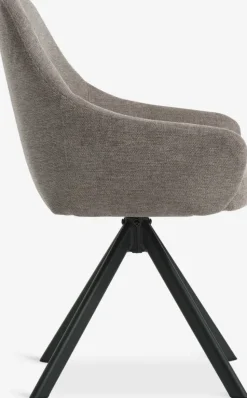 Eetkamerstoel ROSTRUP met draaivoet beige stof/zwart