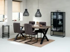 Eetkamerstoel ULSTRUP antraciet stof/zwart