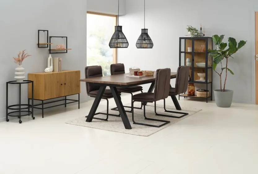 Eetkamerstoel ULSTRUP antraciet stof/zwart