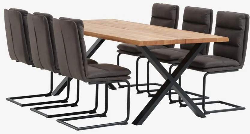 Eetkamerstoel ULSTRUP antraciet stof/zwart