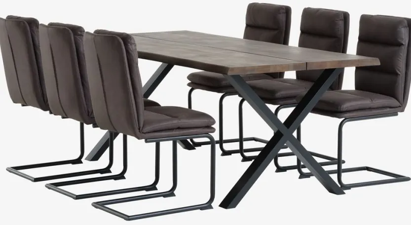 Eetkamerstoel ULSTRUP antraciet stof/zwart