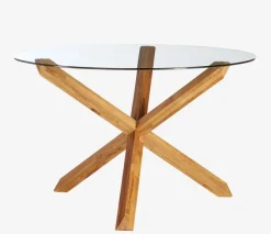 Eettafel AGERBY Ø119 glas/eiken