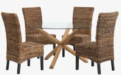 Eettafel AGERBY Ø119 glas/eiken