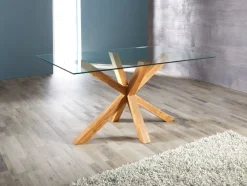 Eettafel AGERBY 90x160 glas/eiken