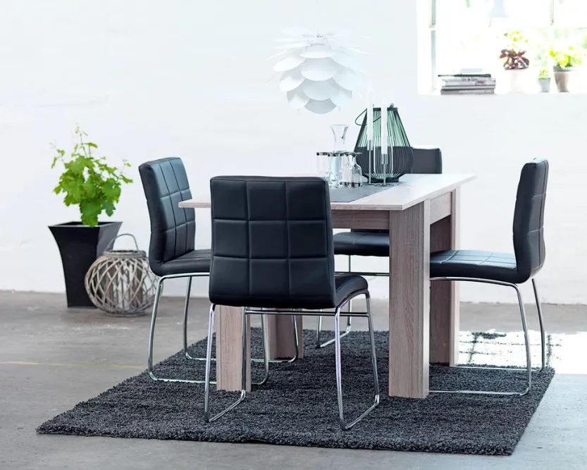 Eettafel HASLUND 80x80/160 eiken