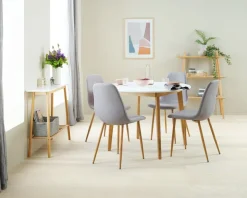 Eettafel JEGIND Ø105 wit/naturel