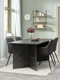 Eettafel KRONDAL 90x180 marmer zwart