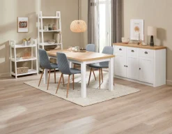 Eettafel MARKSKEL 90x150/193 wit/eiken kleur