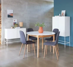 Eettafel MARSTRAND Ø110/110x200 wit/naturel