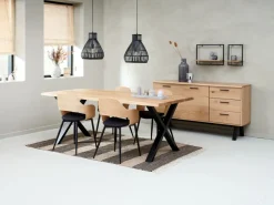 Eettafel ROSLEV 95×200 naturel eiken/zwart