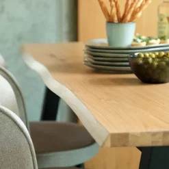 Eettafel SKOVLUNDE 90x160 naturel eiken/zwart