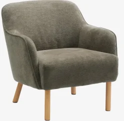 Fauteuil BREDAL olijfgroene stof/eiken kleur