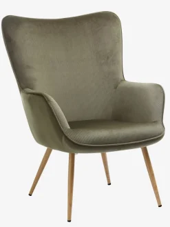 Fauteuil HUNDESTED corduroy groen/eiken kleur