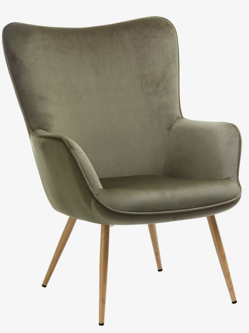 Fauteuil HUNDESTED corduroy groen/eiken kleur