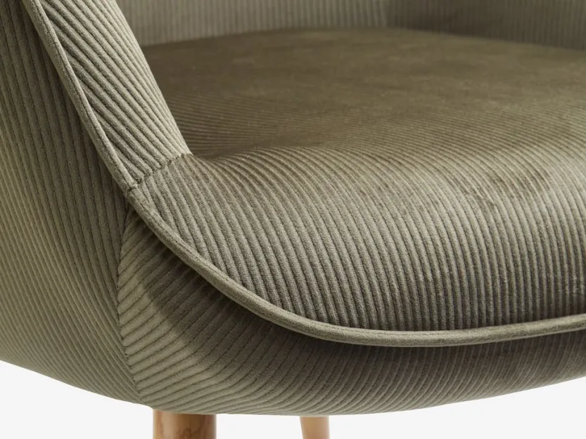 Fauteuil HUNDESTED corduroy groen/eiken kleur