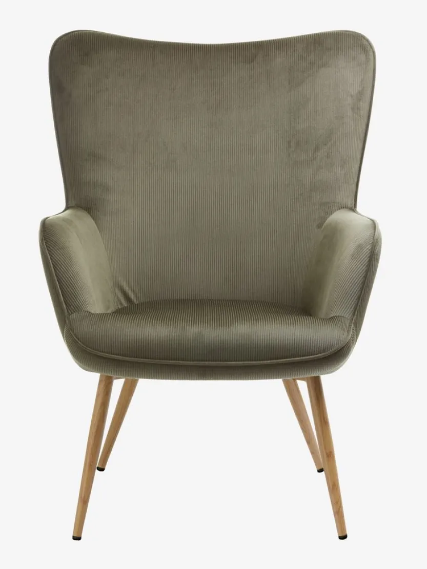Fauteuil HUNDESTED corduroy groen/eiken kleur