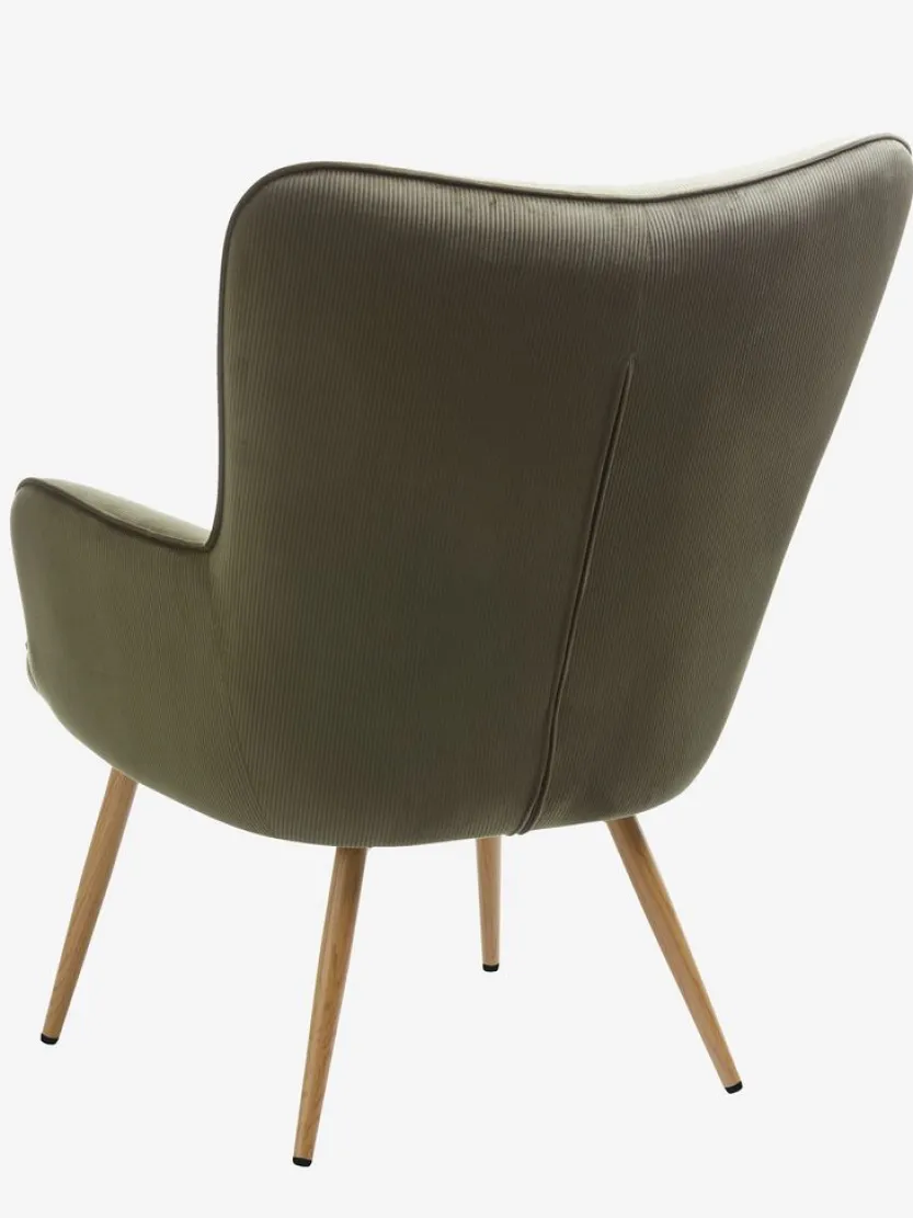 Fauteuil HUNDESTED corduroy groen/eiken kleur