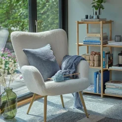 Fauteuil HUNDESTED off-white teddy/eiken kleur