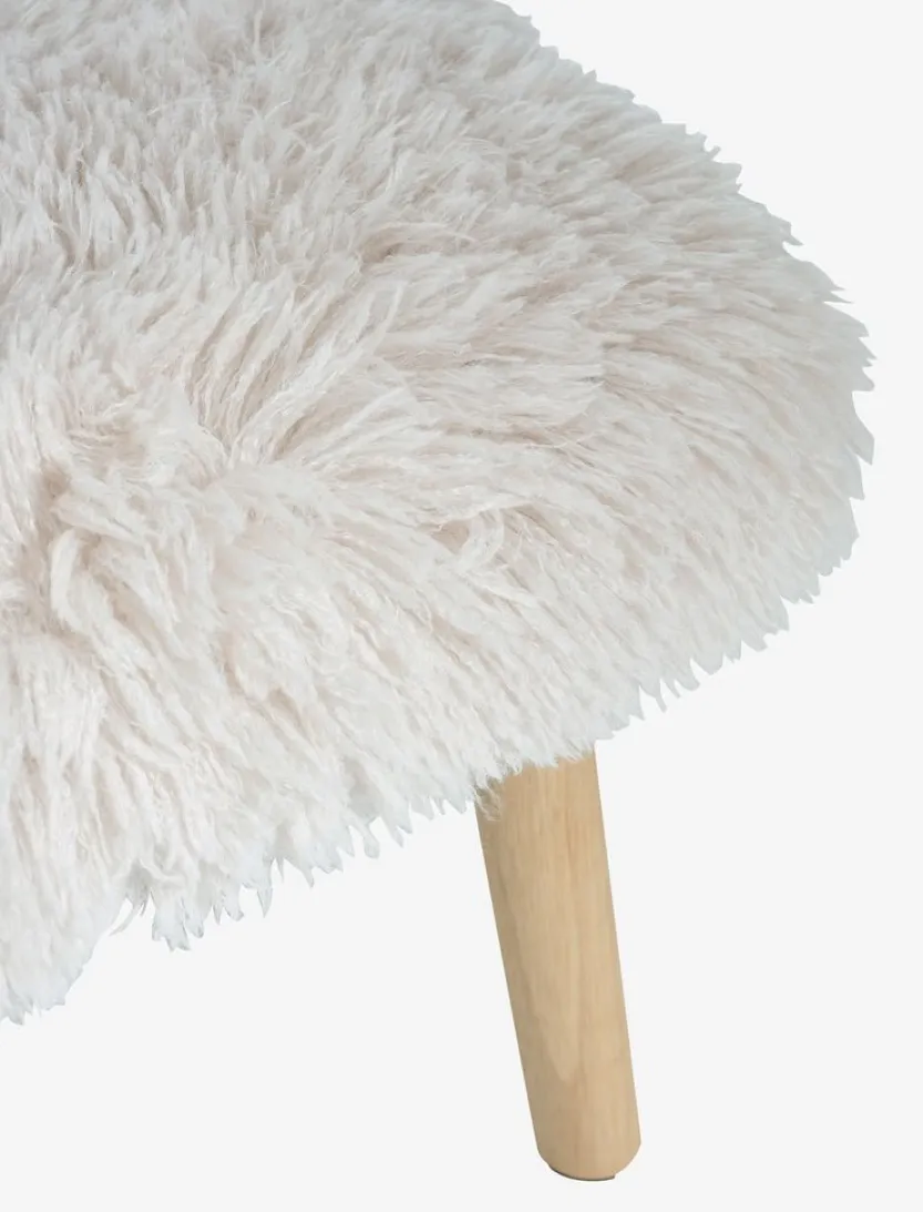 Fauteuil HVILSTED met voetenbank off-white teddy/naturel