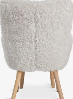 Fauteuil HVILSTED met voetenbank off-white teddy/naturel