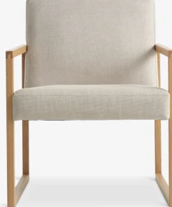 Fauteuil KALUNDBORG zandkleurige stof/eiken