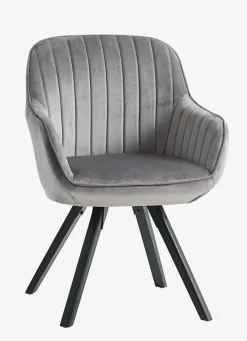 Fauteuil ONSEVIG fluweel grijs/zwart