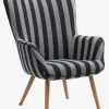 Fauteuil SIMESTED zwart/beige gestreept