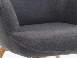 Fauteuil SKALBORG met voetenbank donkergrijze stof/eiken