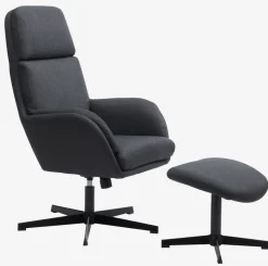 Fauteuil TANKEDAL met voetenbank donkergrijze stof