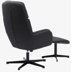 Fauteuil TANKEDAL met voetenbank donkergrijze stof