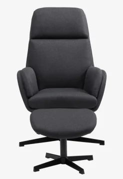 Fauteuil TANKEDAL met voetenbank donkergrijze stof