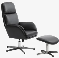 Fauteuil TANKEDAL met voetenbank zwart kunstleer