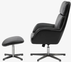 Fauteuil TANKEDAL met voetenbank zwart kunstleer