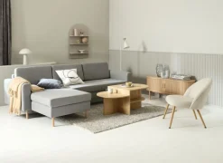 Fauteuil THORUP beige stof/eiken kleur