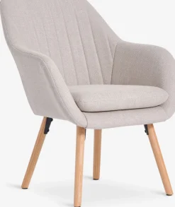 Fauteuil UDSBJERG beige stof/eiken