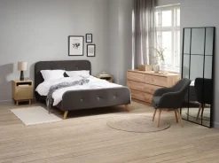 Fauteuil UDSBJERG grijze stof/eiken