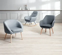 Fauteuil UDSBJERG grijze stof/eiken