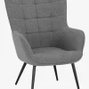 Fauteuil ULDUM grijze stof/zwart