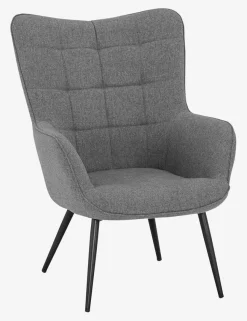 Fauteuil ULDUM grijze stof/zwart