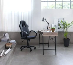 Gamestoel AGGESTRUP grijs kunstleer/zwarte mesh