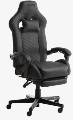 Gamestoel HALLUM met voetensteun zwart kunstleer