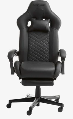 Gamestoel HALLUM met voetensteun zwart kunstleer