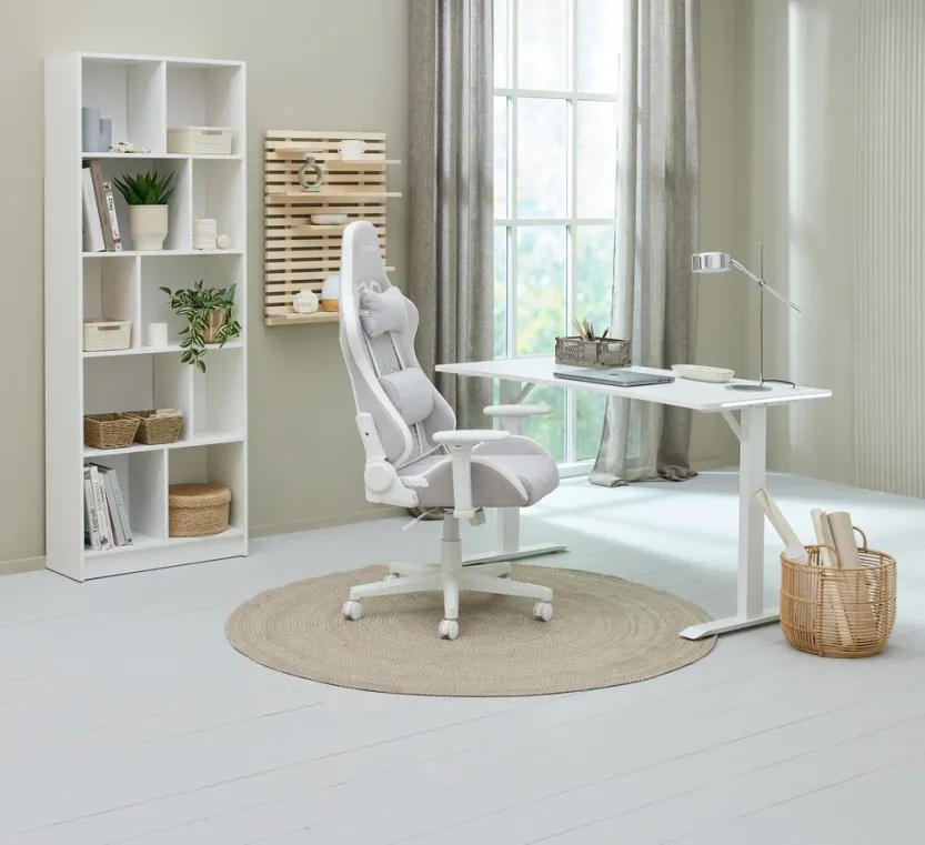 Gamestoel NIBE wit/beige stof