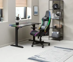 Gamestoel RANUM met LED zwart kunstleer/zwart