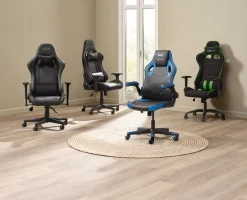 Gamestoel VOJENS zwart/blauw kunstleer/mesh